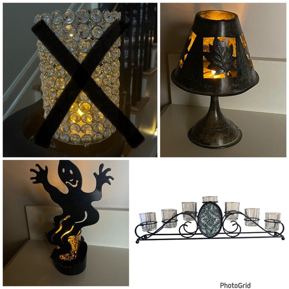 Boho Silver Celestial Painted Clay Star Moon Plate Charger 7.25”Glass votive 2Pc - Picture 10 of 16